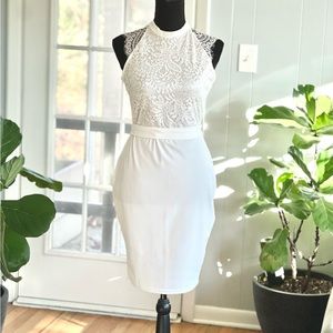 White Lacy Dress With Tie Belt Size Small